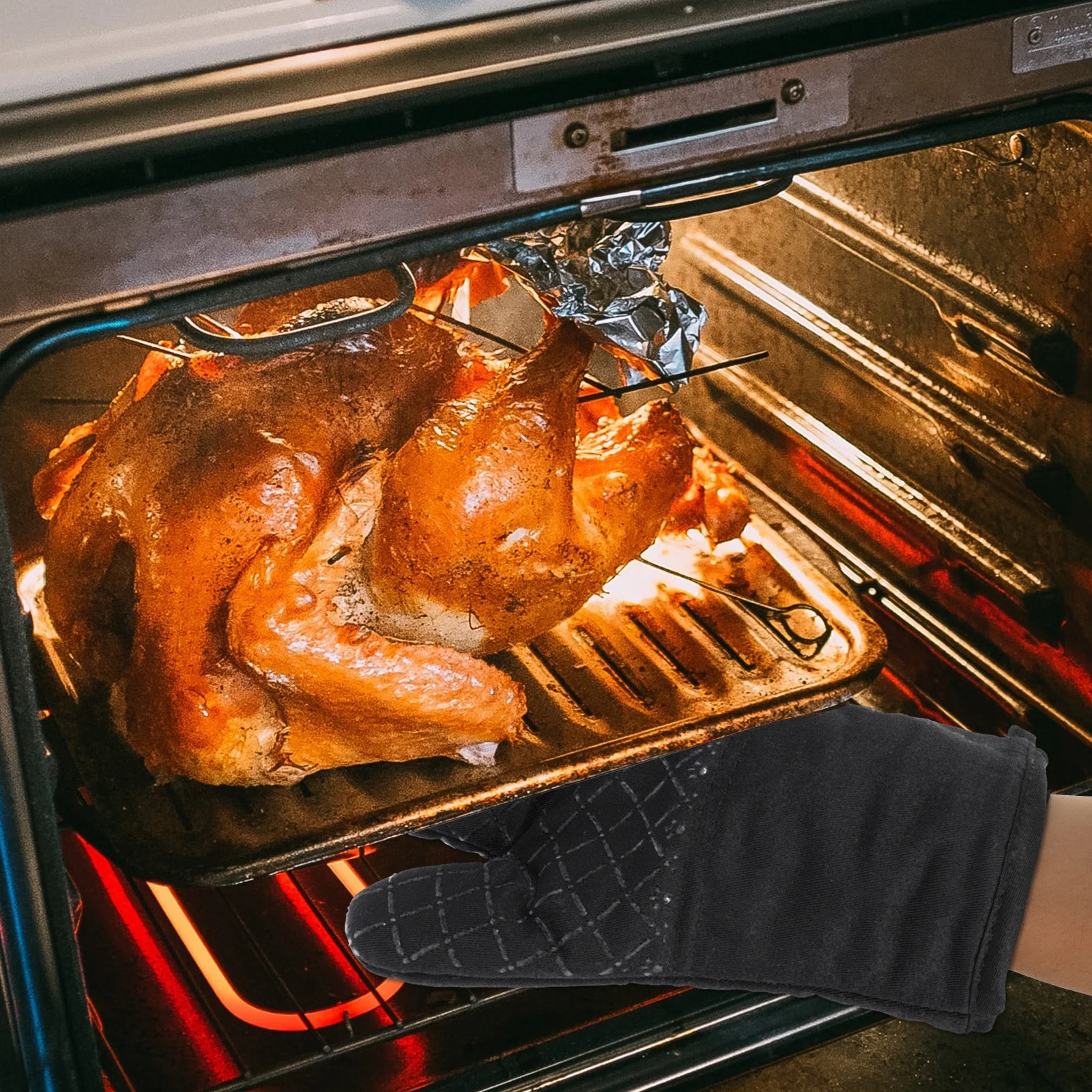 

1Set Non-Slip Heat Resistant Cooking Oven Mitt Gloves for Kitchen Baking Grilling Use Heat Resistance Gloves Non-Slip Oven Mitt