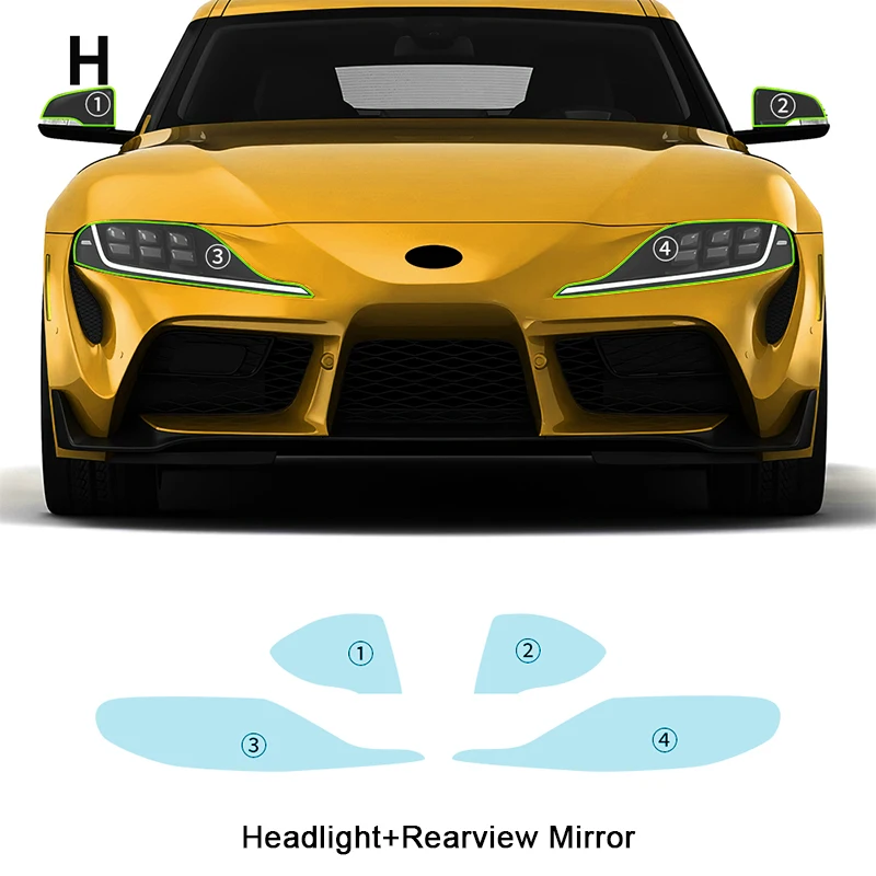 PPF Paint Protection Film for Toyota Supra GR A90 A91 MK5 2019-2022 Headlight Rearview Mirror TPU Transparent Protective Film