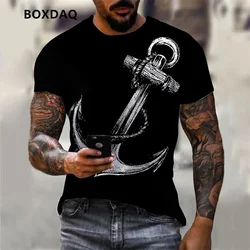 3d Printing Anchor Men's T-Shirts Summer Short Sleeve Beach Casual Oversized T Shirt Loose O-Neck Street Tops Plus Size 6XL