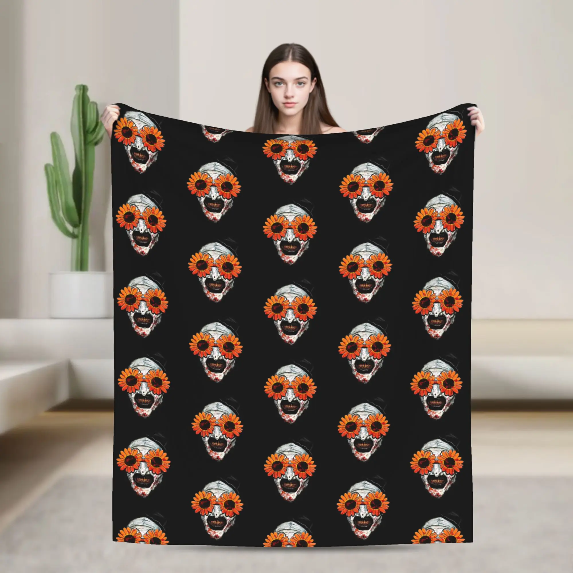 Art The Clown Terrifier Flannel Blankets Horror Movie Customized Throw Blankets for  Sofa Bedding Lounge 200x150cm Rug Piece