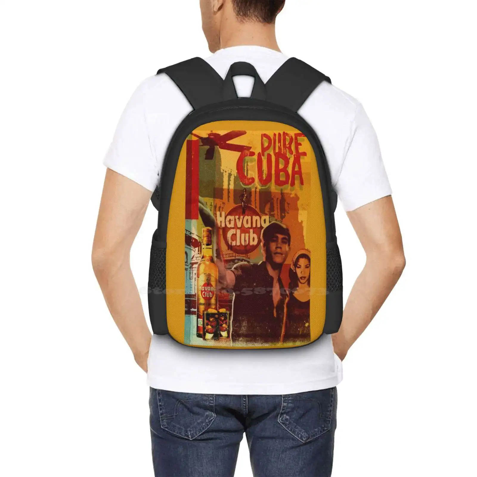 Mochila Vintage con diseño de estampado 3D para estudiantes, bolsa Vintage de Ron, barman, cóctel para beber, Cuba Libre, Mojito, bodega, bebidas