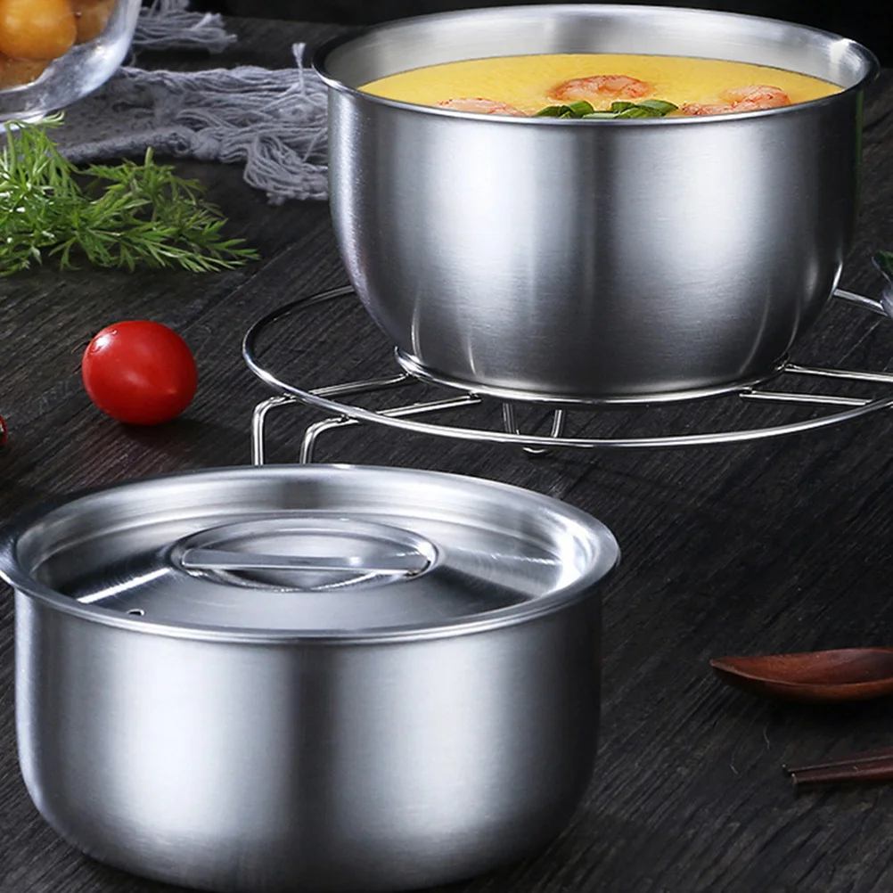 

1Pcs Stainless Steel Steamed Egg Bowl Stew Soup Holder Lid Handle Kitchenware Food Container Stainless Steel Bowl