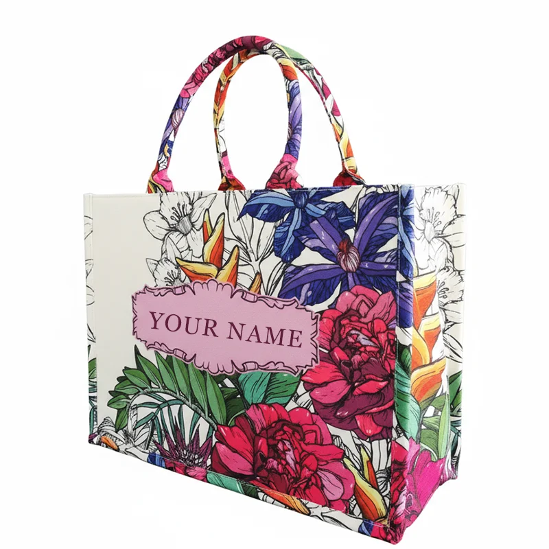 2026 New Personalized Custom Women's Tote Bag, Canvas Printed Handbag, Large Capacity Beach Bag image 4
