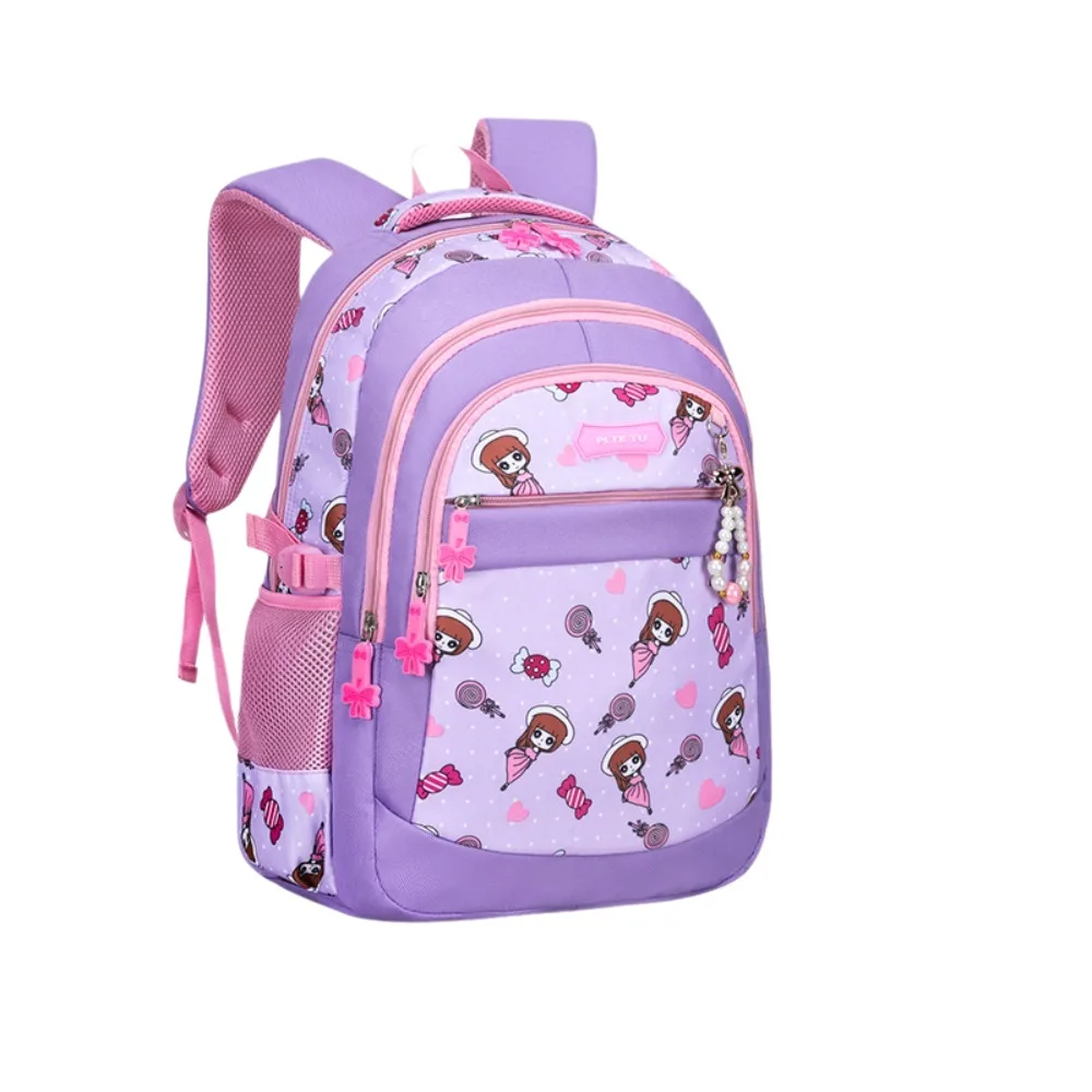 

Princess Style Primary School Schoolbag Waterproof Lightweight Cartoon Printed Backpack Adjustable Straps Large Capacity