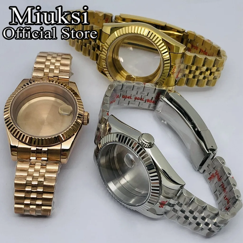 Miuksi 36mm/40mm silver gold balck watch case sapphire fit NH35 NH36 NH34 ETA2824 2836 Miyota8215 DG2813 3804 PT5000 movement