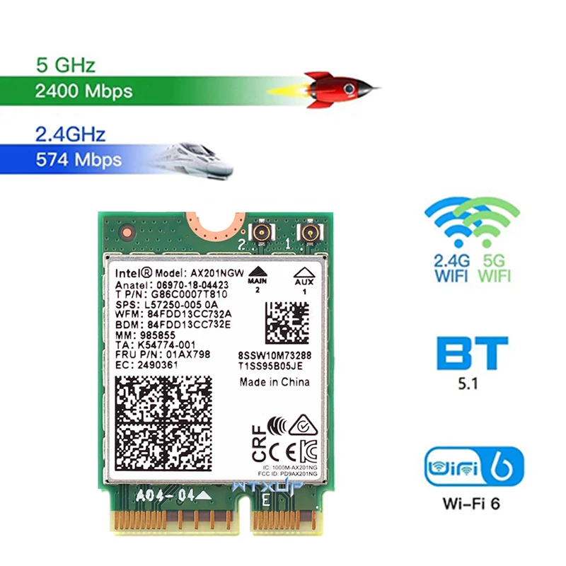 3000Mbps AX201NGW Drahtlose Wifi Karte Antenne WIFI6 2,4G/5G Bluetooth 5,1 WiFi Drahtlose Netzwerk Karte wifi Adapter Für Win10/Win11