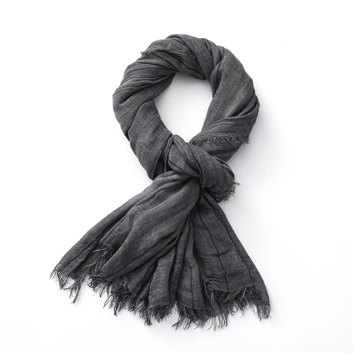 Mode Gestreiften Baumwolle Leinen Schal für Männer Frauen Herbst Winter Lange Weiche Tücher und Wraps Kurze Quaste Bufanda Männliche Zubehör – Detail 11