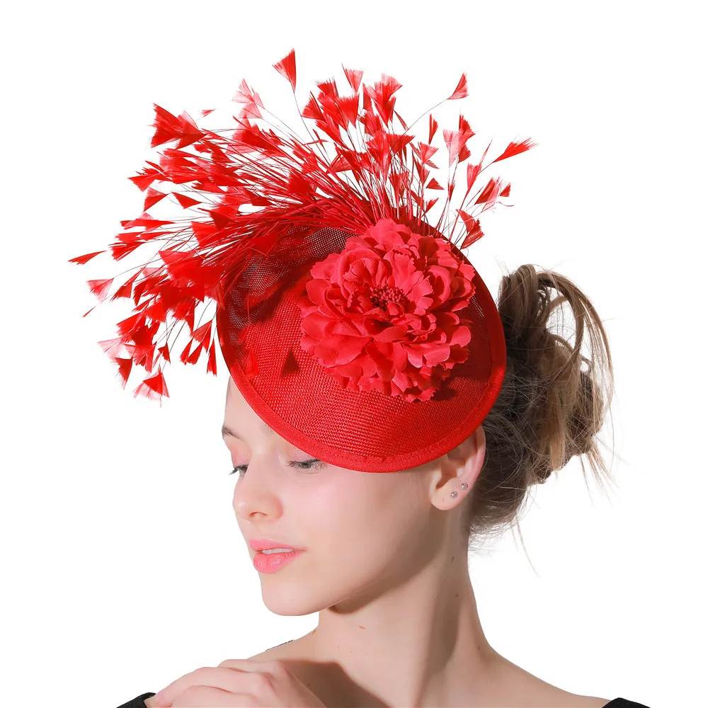 

Feather Fascinators Hat Ladies Day Kentucky Derby Wedding Party Bridal Headwear with Headband and Clips for Women Ladies