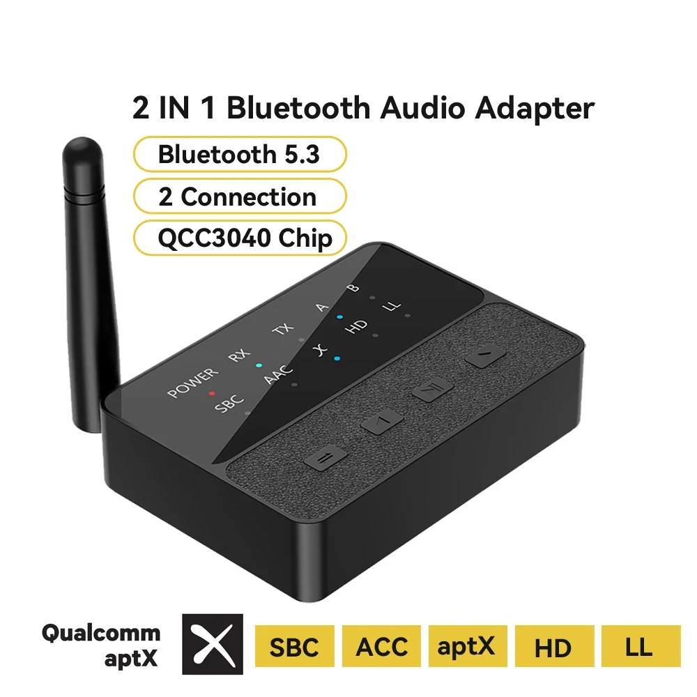 Bluetooth 5.3 Audio Adapter AptX/HD/LL Receiver Transmitter RCA AUX Qualcomm QCC3040 Wireless HIFI Stereo Adapter Lossless Sound