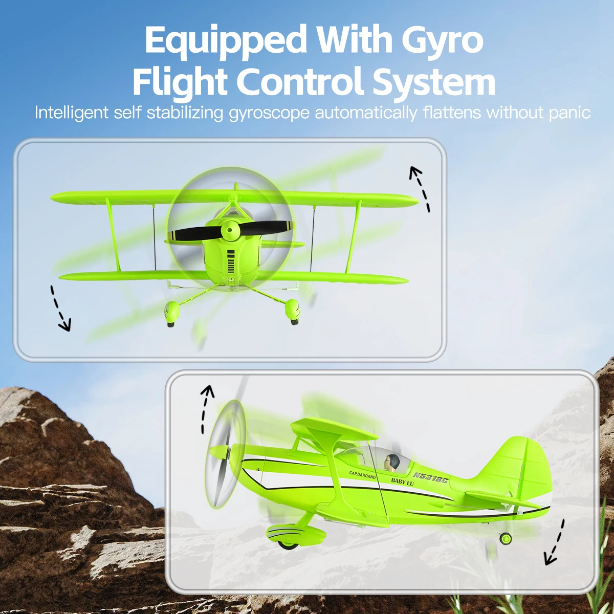 A310 Quadcopter RC Airplane 3D/6G Beech D17S Biplane High Simulation Brushless Motor for Boys Real Machine Portrait Gift Toy