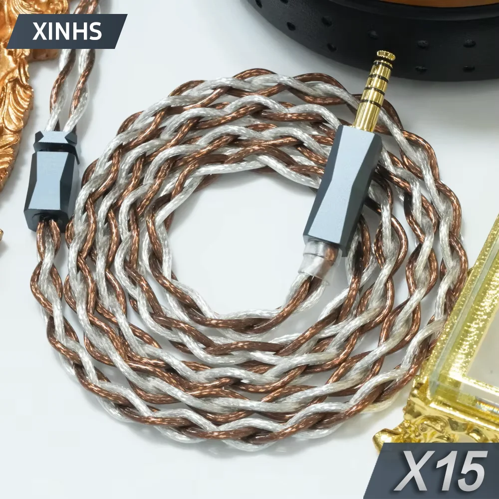 xinhs-x15-4-core-graphene-silver-plated-copper-hybrid-headphone-upgrade-cable-078-2pin-hd650-ie900-kz-qdc-mmcx，25-35-44mm