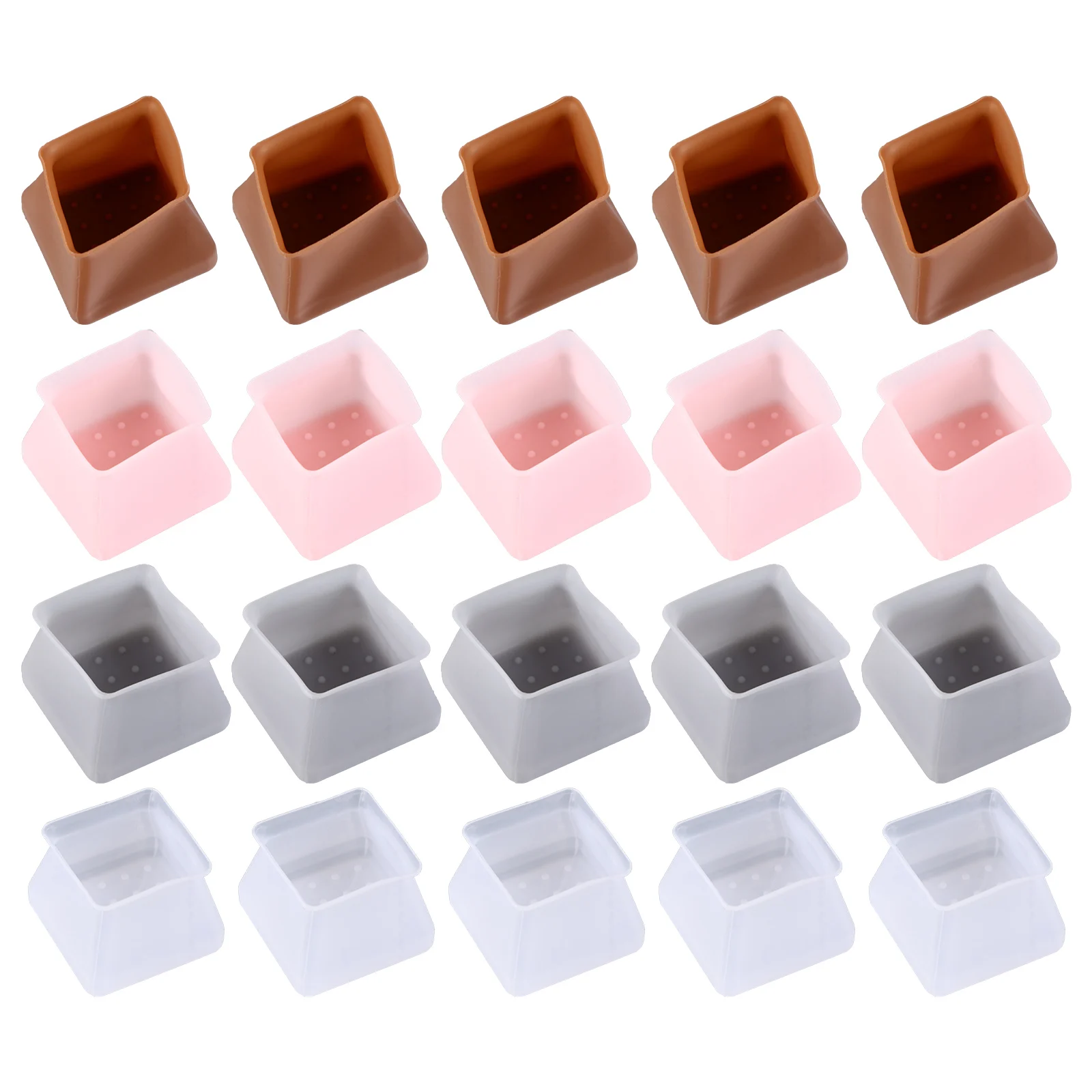 

20 Pcs Square Silicone Table Chair Leg Caps Furniture Floor Protectors Noise Reduction Pads Chairs Stools Tables Safe