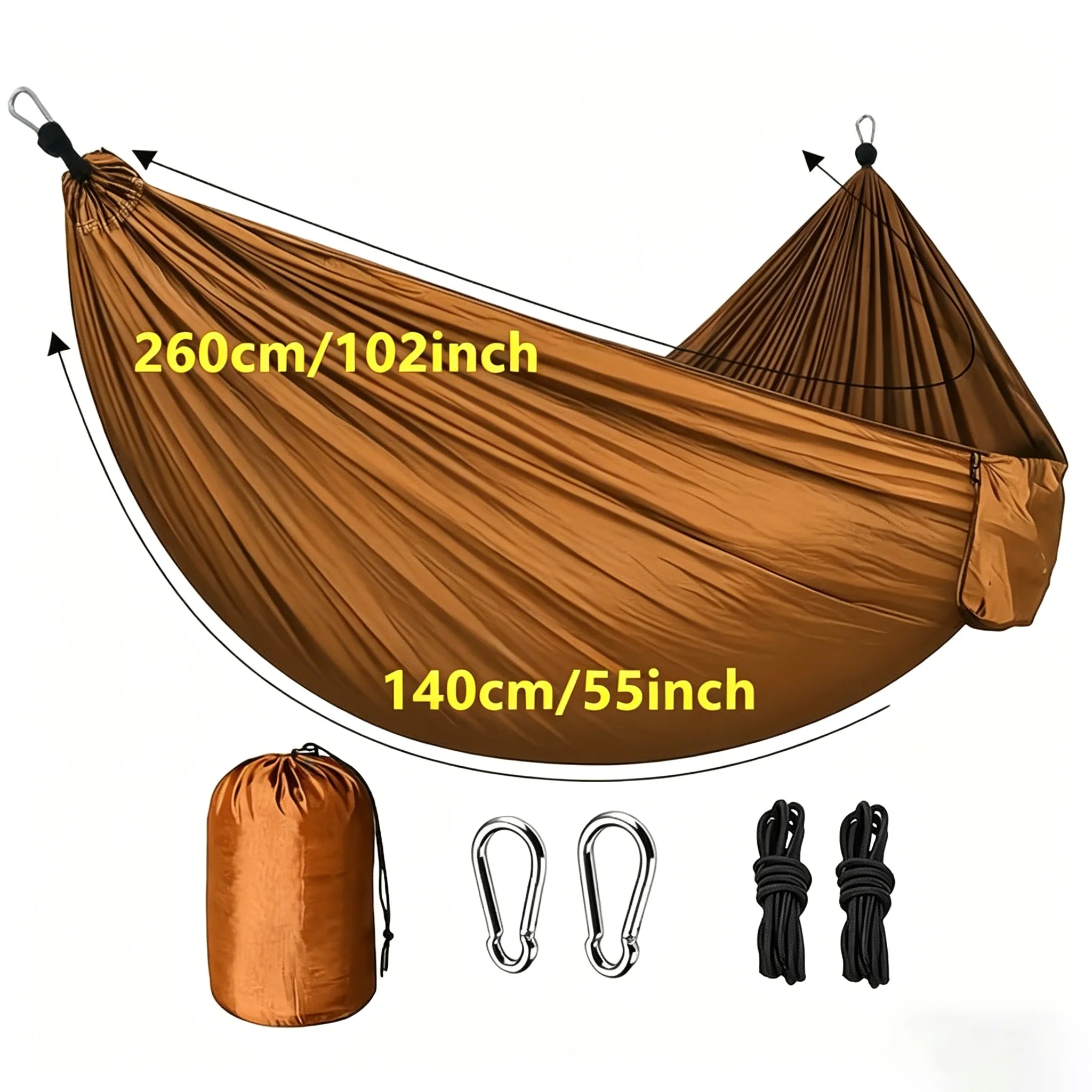Nylon Camping Hammock Chair - Double Or Single Sizes W/Tree Straps And Attached Carry Bag - Portable for Travel/Backpacking/Beac image 6