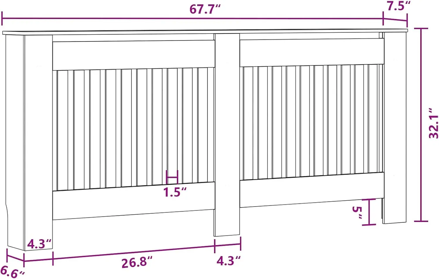 Vidaxl Radiator Cover, Slatted Design Heater Cover Cabinet With Top Storage Shelf, Hide Cluttered Pipes, Mdf,