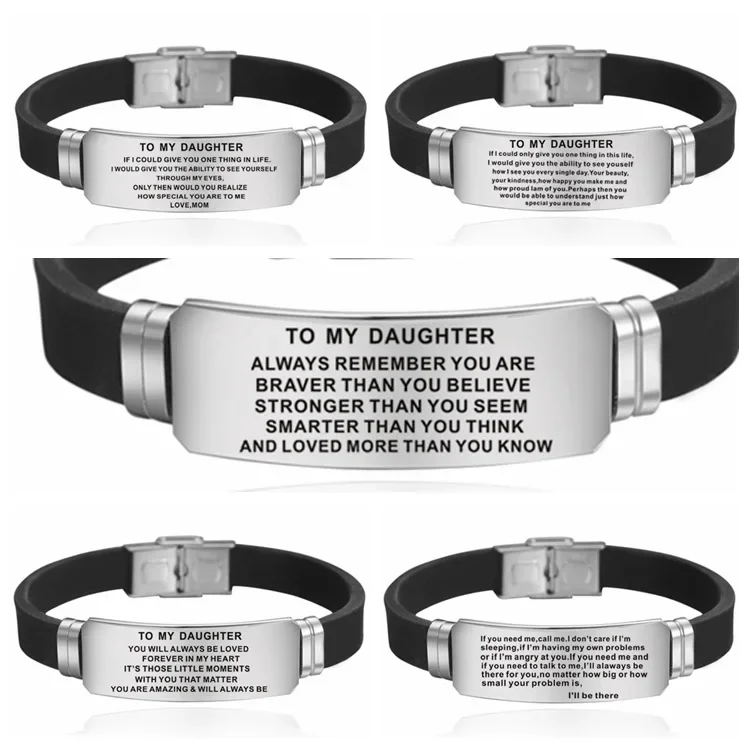 Women\'s Bracelets To My Daughter Loved More Then You Know Bracelet Fashion Birthday Gifts for  Silicone Bangles