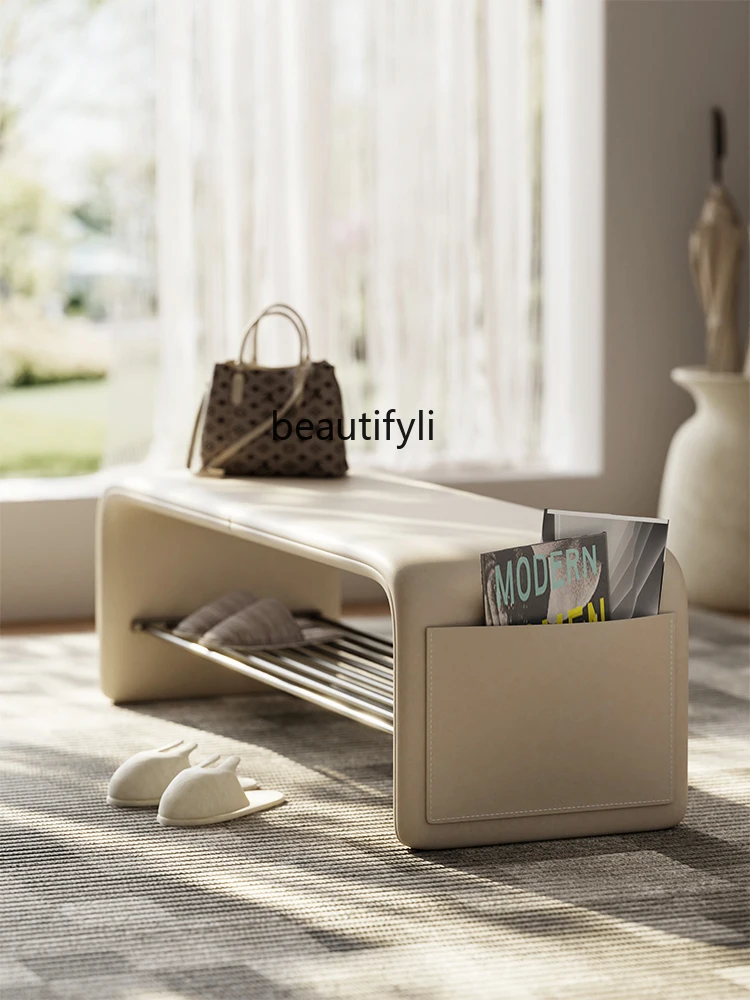 Italian Minimalist Shoe Changing Home Footstool Storage Shoe Cabinet Home Multi-Functional Bench