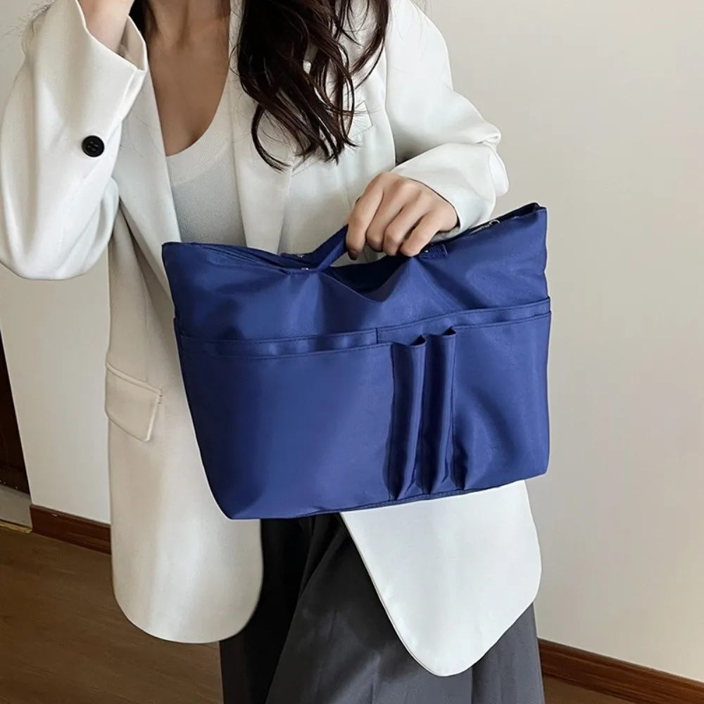Nylon Handbag Organizer Insert Multi-Pockets Solid Color Tote Bag Organizer Large Capacity Lightweight Makeup Storage Bag