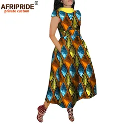 African Maxi Dress for Women Private Custom V-Back Short Sleeve Turn-down Collar Plus Size Casual Dress Ankara Attire A722592