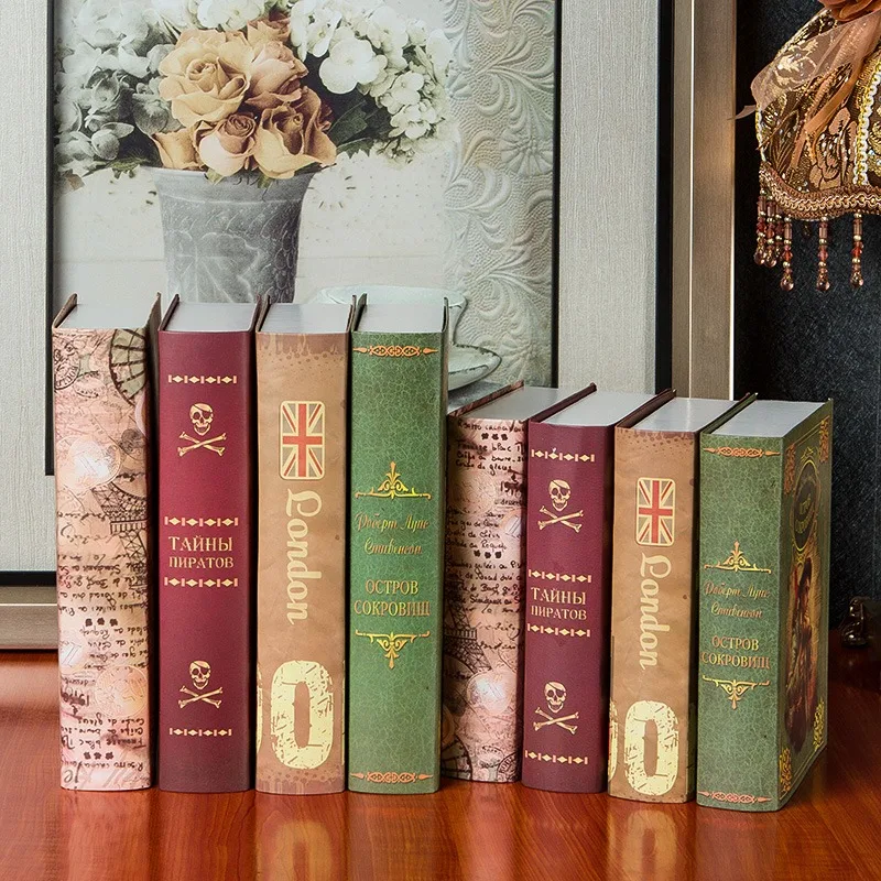 6 pcs European retro simulation books fake books Ornaments American home room decoration photography props restaurant decoration