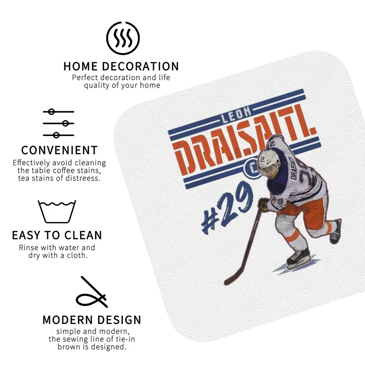 كونور ماك ديفيد 97 لمحبي إدمونتون أويلرز الوقايات المطبخ المفارش كوب عازل الحصير القهوة أدوات المائدة منصات مجموعة من 4