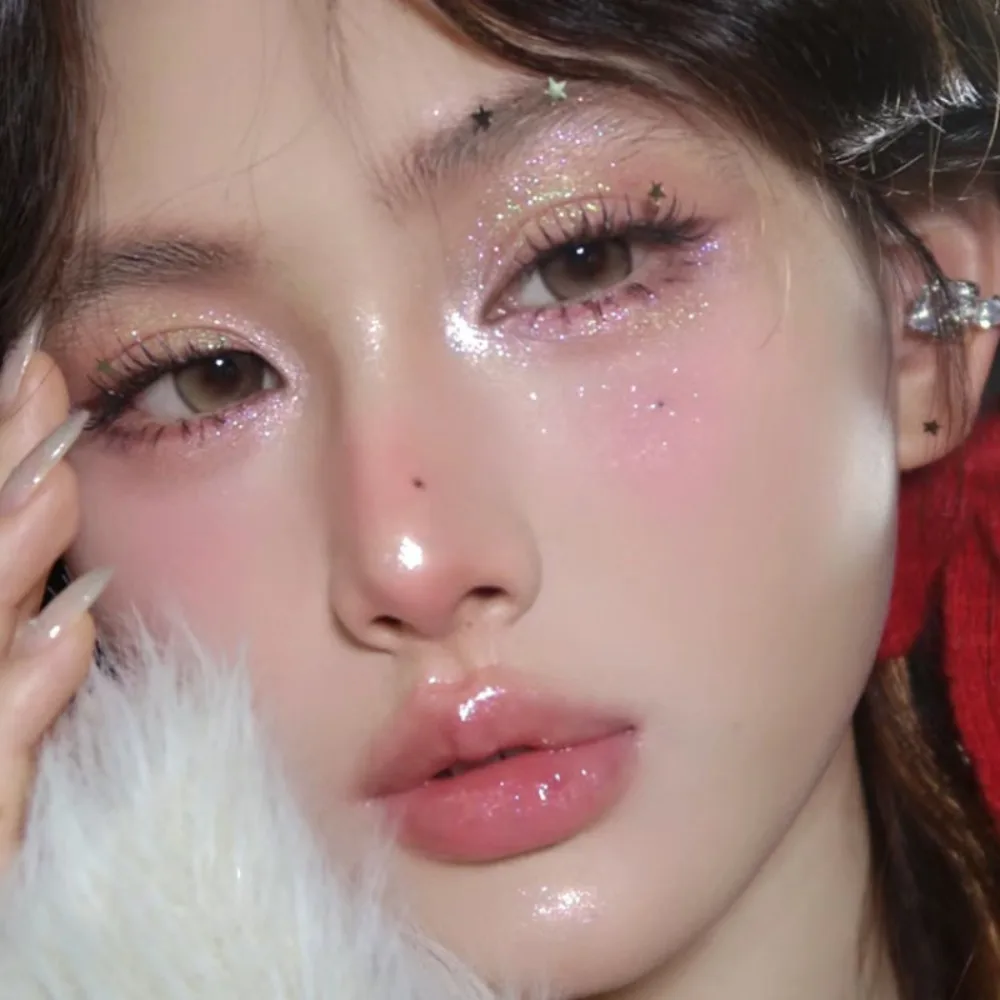 패션 스노우플레이크 나인 컬러 카페인 아이섀도우 브라이트 펄 홀리데이 메이크업 여성 소녀 쉐이딩 파우더 쉬머 글리터 하이라이트