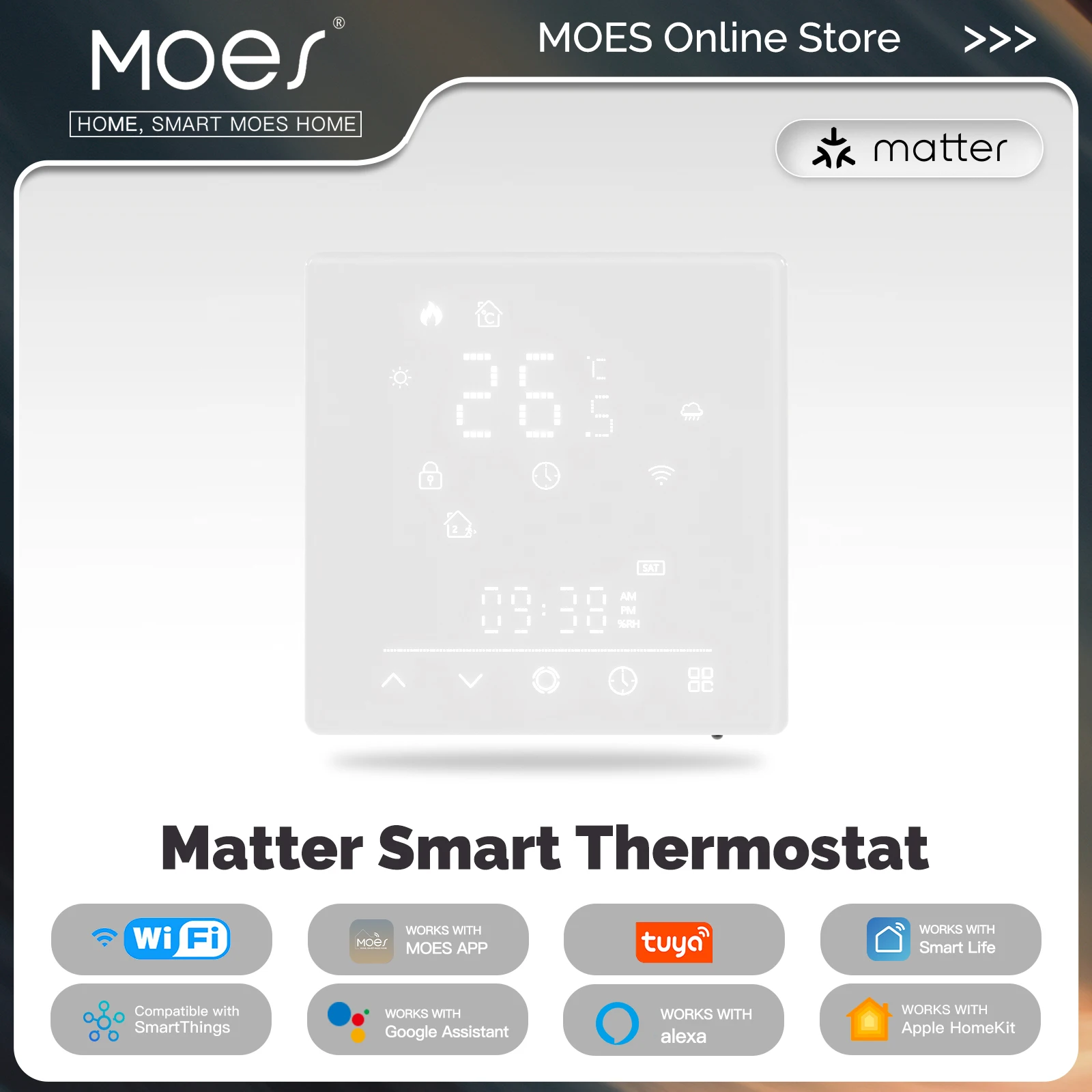 Matter Tuya WiFi Smart Thermostat Temperature Controller Water Boiler Electric Heating With Alexa Google Homekit Smartthings