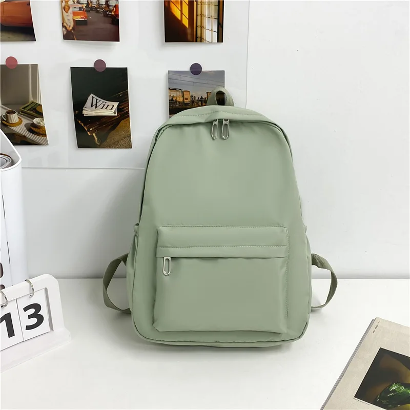 Student School Bag Lightweight Waterproof Nylon Backpack Travel Backpack For Women Waterproof Simple Solid Color Bookbag