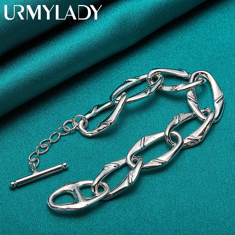 URMYLADY 925 Sterling Silver Crab Clamp Chain Bracelet For Men Women Wedding Party Fashion Charm High Quality Jewelry Gift