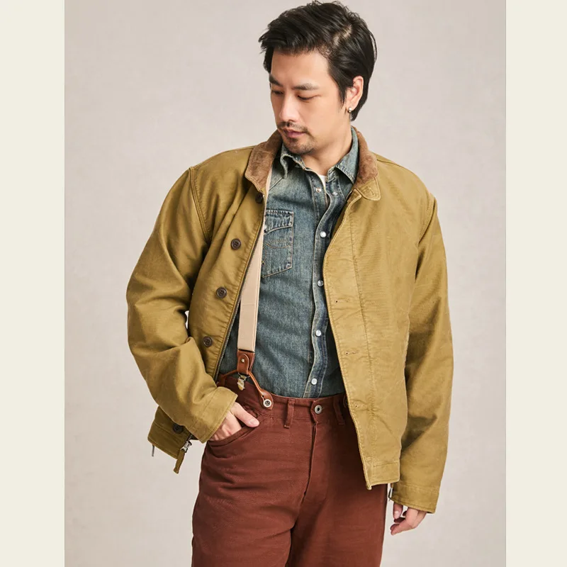 American Retro Casual Corduroy Stand Collar 100% Cotton Workwear Deck Jacket Autumn 2025 Amekaji