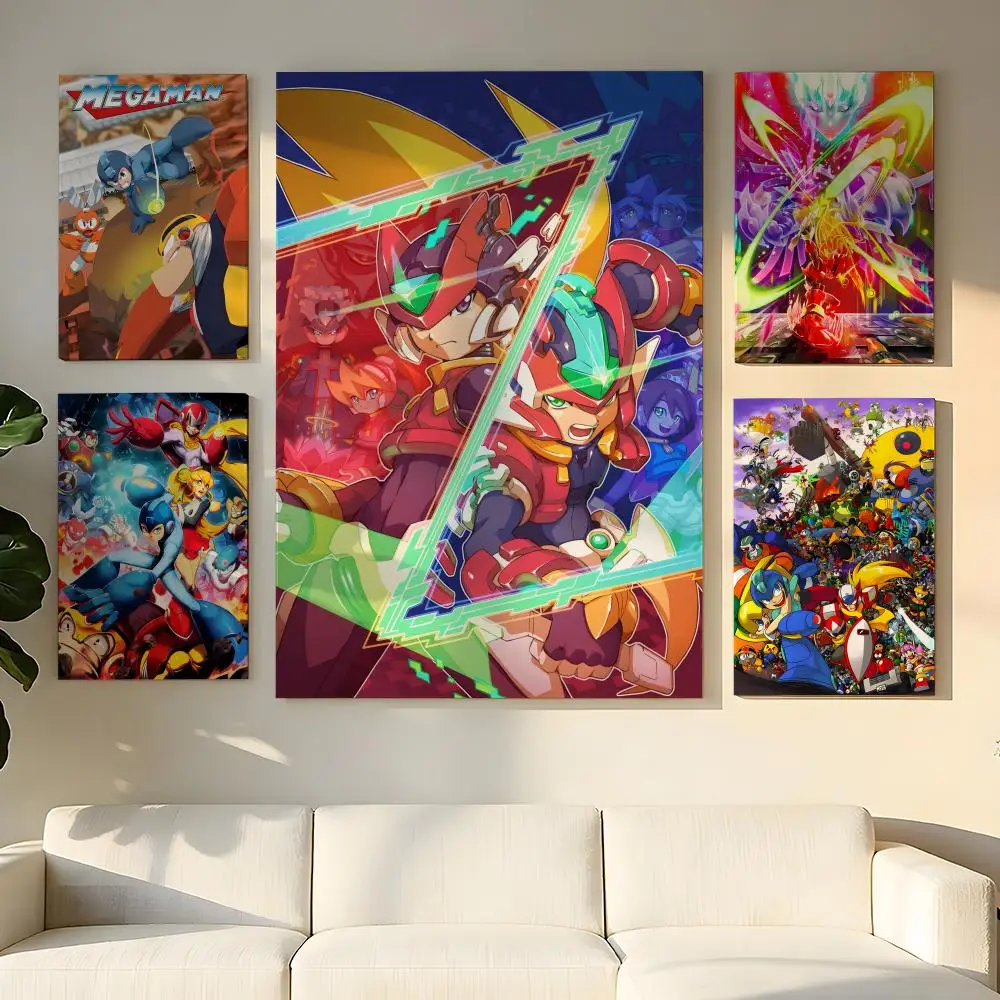 

Rockman Mega Man anime game Painting Calligraphy HD Nordic Canvas Wall Art Waterproof Wooden Framed Art Print Living Room Home