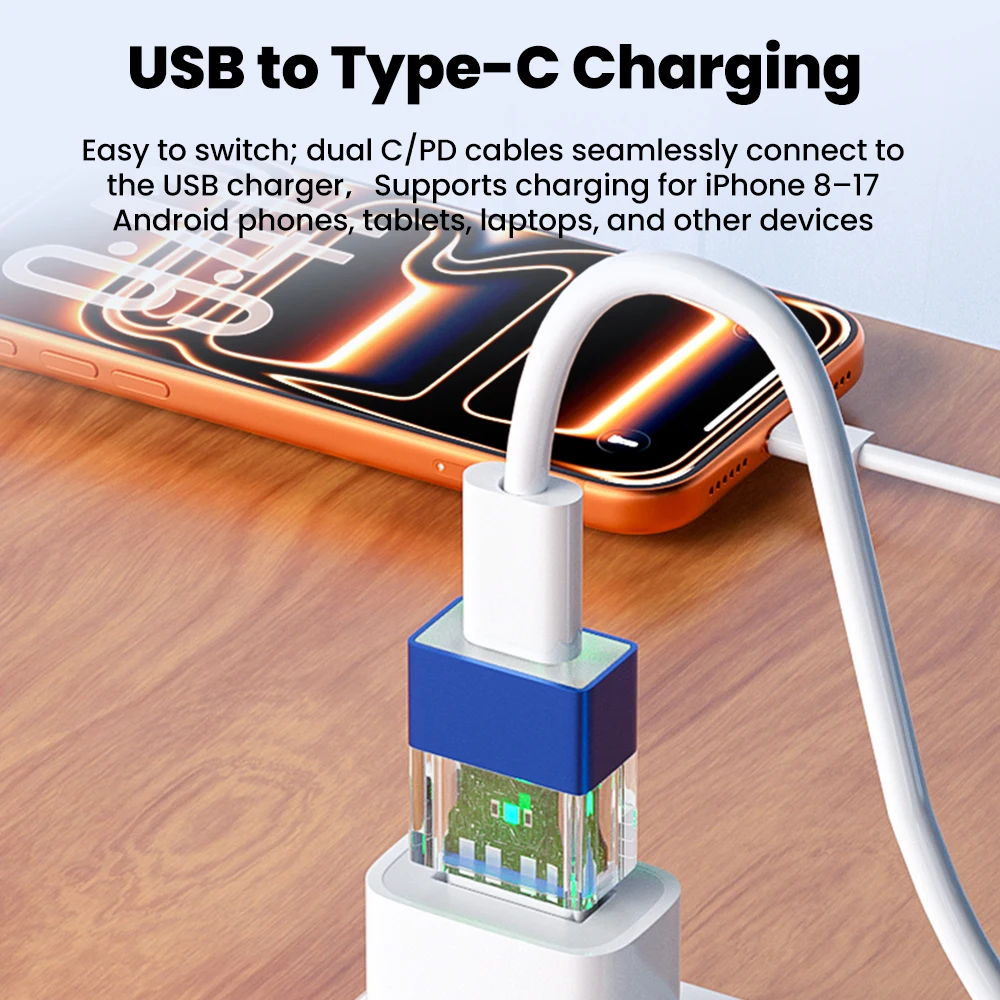 USB3.0 OTG Transparent Adapter With LED Indicator Type C/USB 3.0 Female To USB/Type C Male Converter for iphone 15 16 17 Samsung
