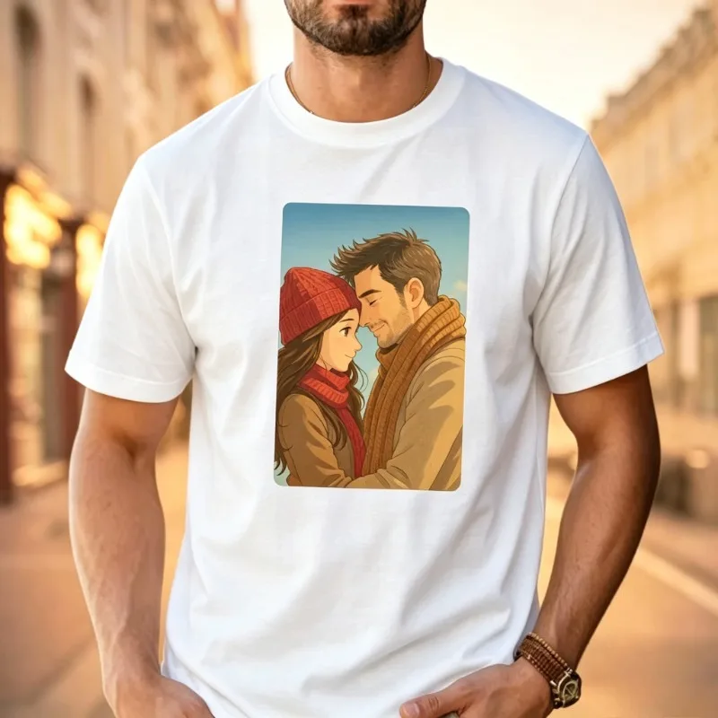Customized photo T-shirt kids family Personalized Photo To Cartoon Tee Custom Couple Photo Print Custom Text DIY Your Picture