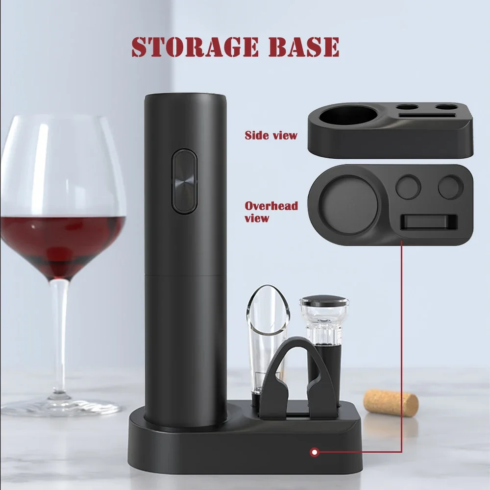 Abridor De Garrafa De Vinho Elétrico Conjunto Com Base, Ferramenta De Cozinha Automática, Presente De Férias, 5 Pcs