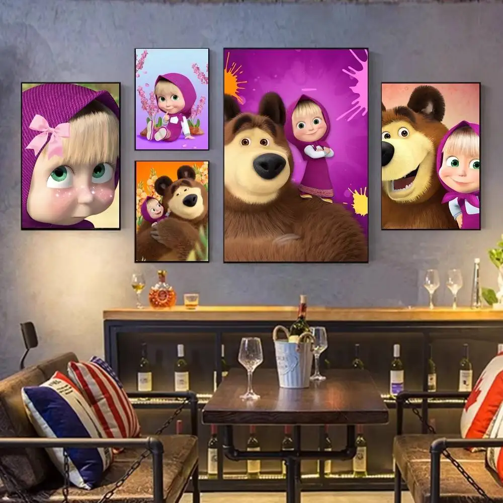 

M-Masha And B-Bears Classic Poster Wall art print art suitable for living room bedroom bar parlor home decoration gift