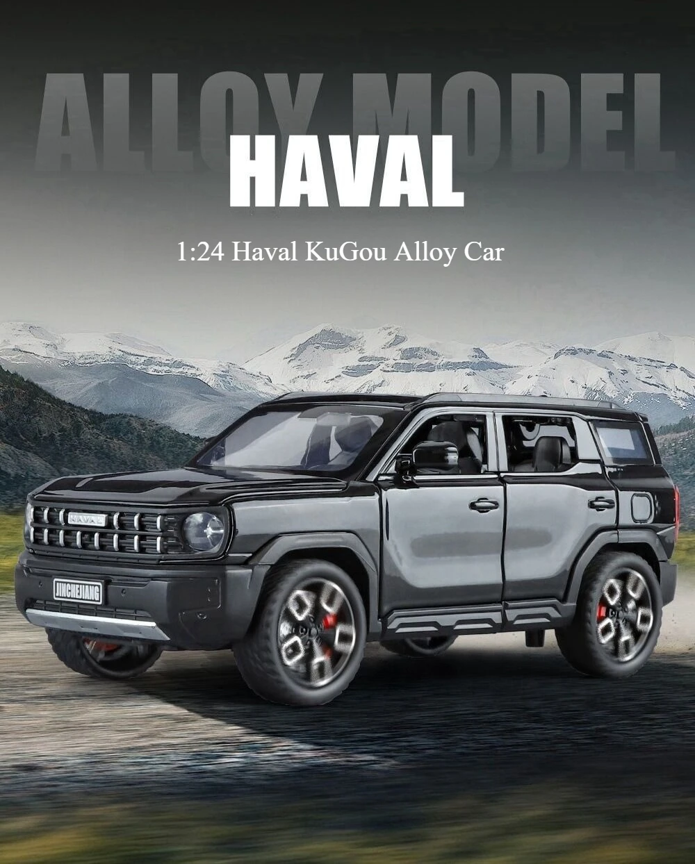 1:24 하발 쿠고 시뮬레이션 합금 장난감 자동차 |   사운드, 라이트 및 풀백 기능을 갖춘 6도어 모델(장식용 장식품)