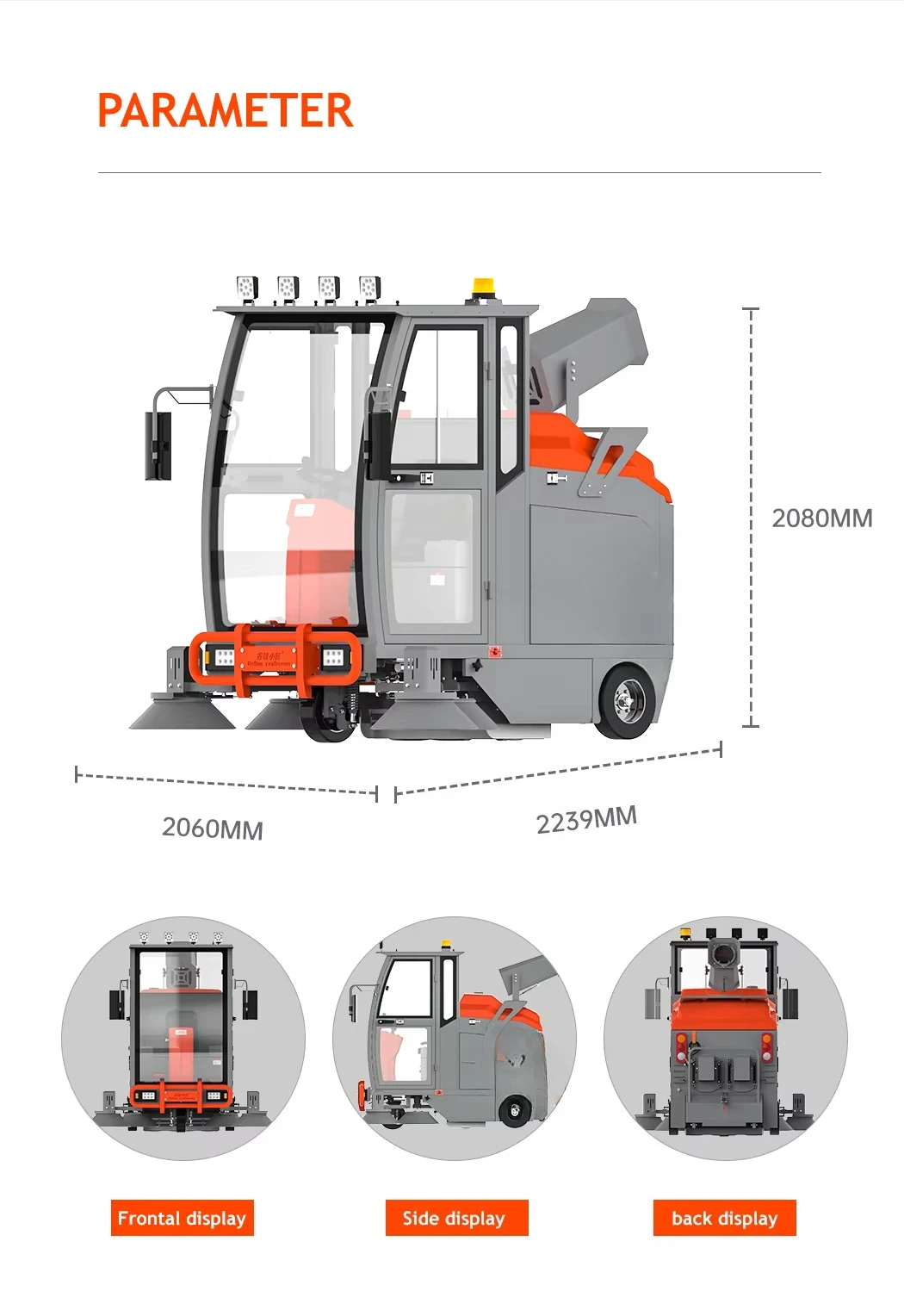 48v varredura de lítio condição industrial nova aço inoxidável passeio ao ar livre elétrico rua estrada vassoura chão