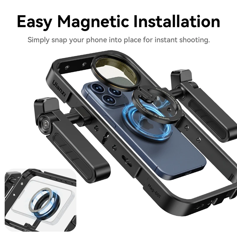 Ulanzi MG-001 Mobile Phone Magnetic Quick-Release Rabbit Cage Video Shooting Two-Handed Horizontal and Vertical Shooting Bracket