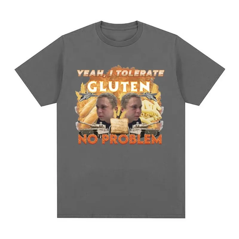 Yeah I Tolerate Gluten No Problem Graphic T-Shirt Gluten Intolerant Short Sleeve T-shirts 100% Cotton Casual Oversized T Shirts