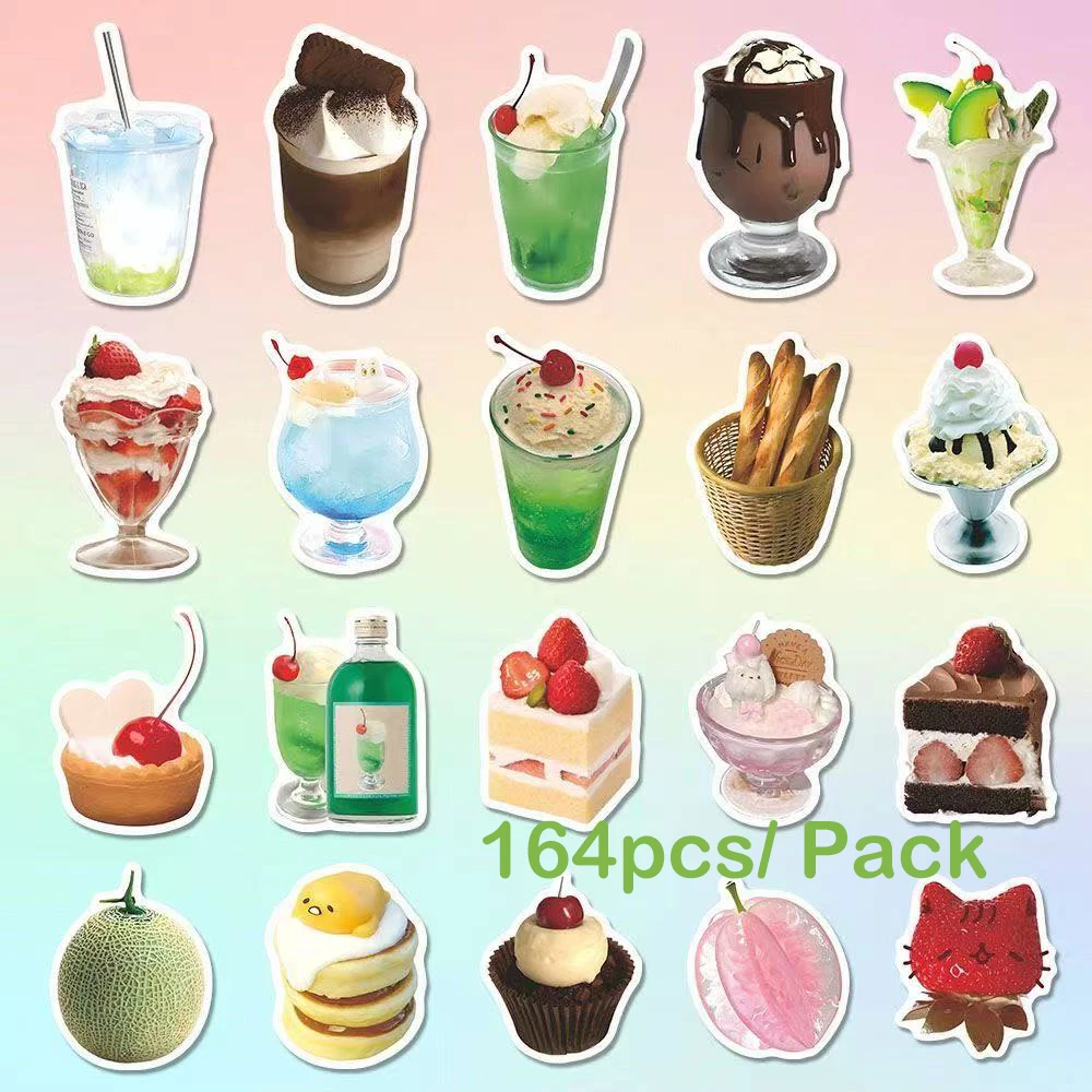 

164 шт., смешанные мятно-зеленые наклейки для мороженого с содой, летние освежающие наклейки для напитков, хлеб, десерты, стильные наклейки в японском стиле