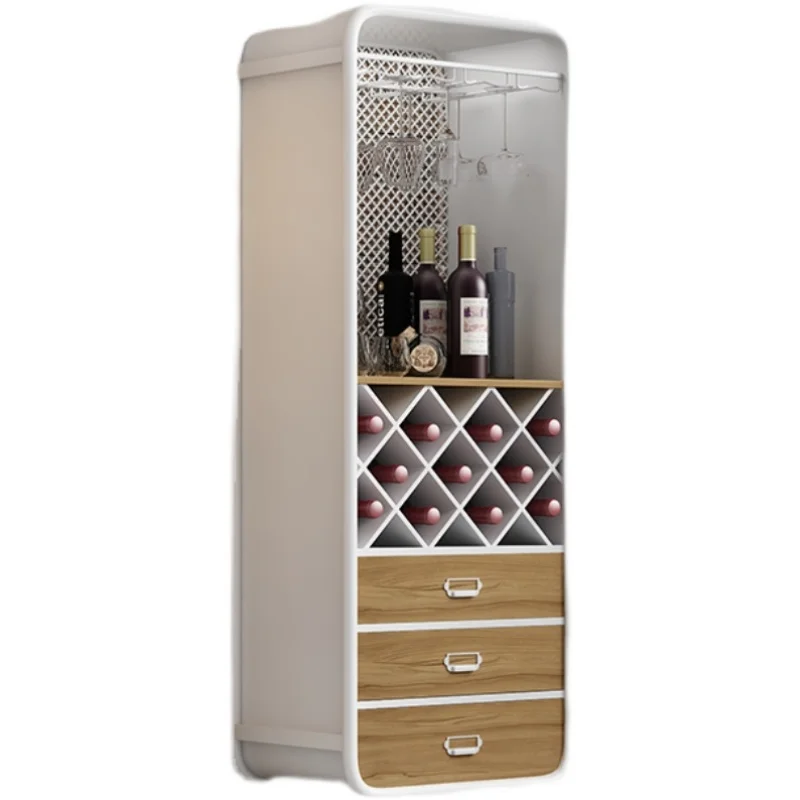 

XL Dining Side Floor Wine Cabinet Iron Storage Vertical Tea Cabinet Hanging Cup Wine Rack