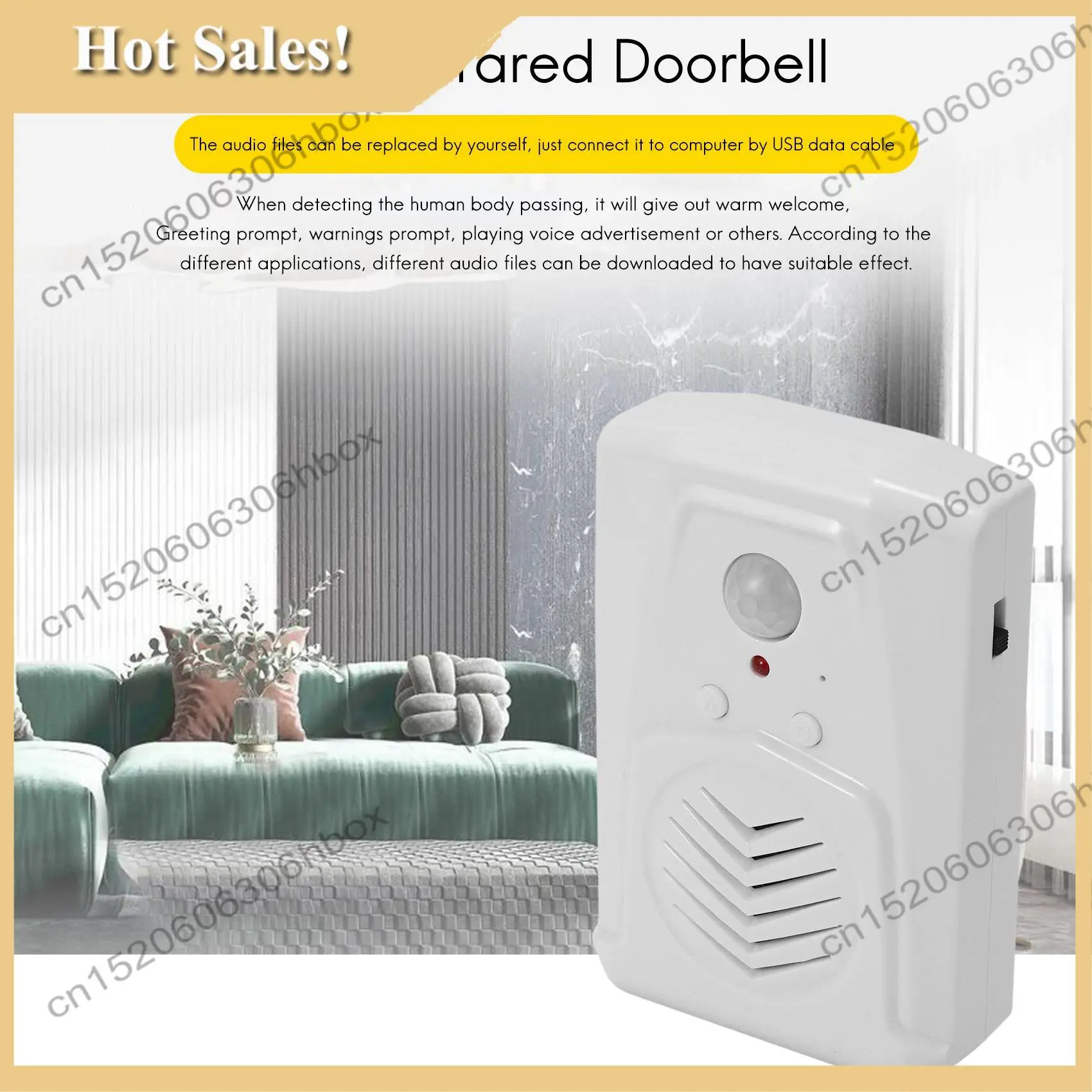 

-HOPE Sensor Motion Door Bell Switch MP3 Infrared Doorbell Wireless PIR Motion Sensor Voice Prompter Welcome Door Bell Entry Ala