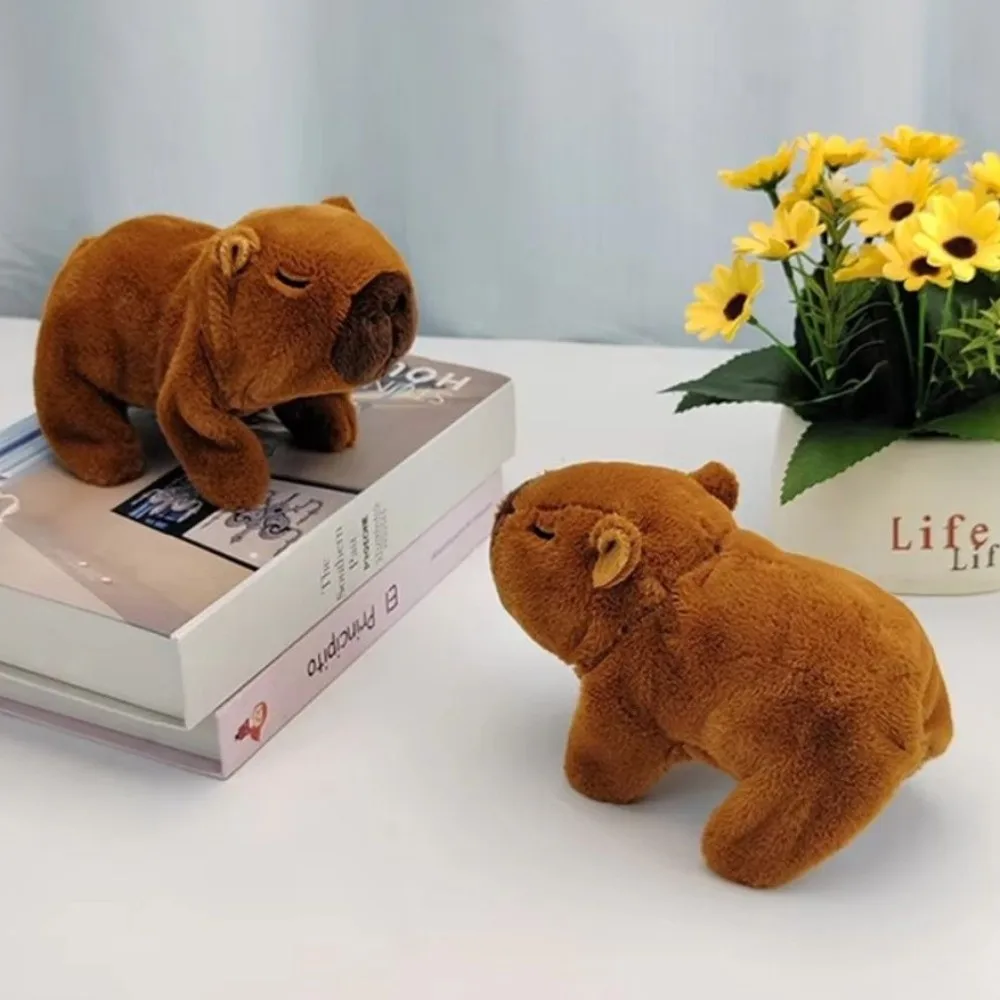 Walk Squeak-juguete de capibara de peluche electrónico, puede caminar, luz brillante, correr, canto, capibara, divertido y bonito figura de acción de capibara