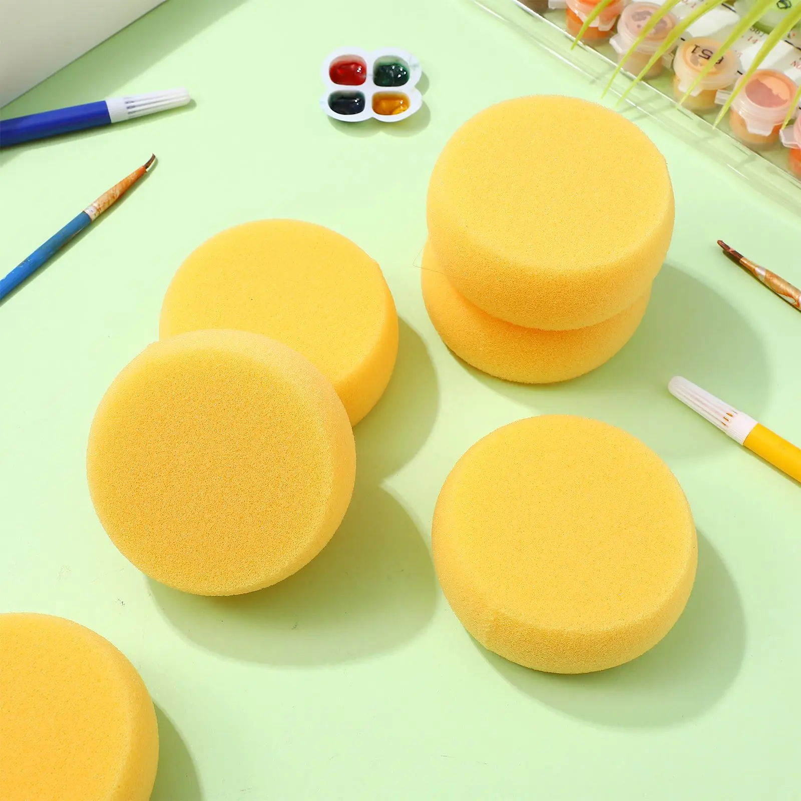 

12pcs Round Artist Sponges Cake Yellow Synthetic Watercolor Artist Sponges For Painting Crafts Pottery Round Cake Sponge NEW