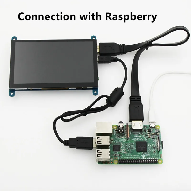 Imagem -05 - Módulo de Tela de Toque Capacitiva Compatível com Hdmi Lcd Raspberry pi 2b 3b Mais 4b pc bb Banana Preto 800x480