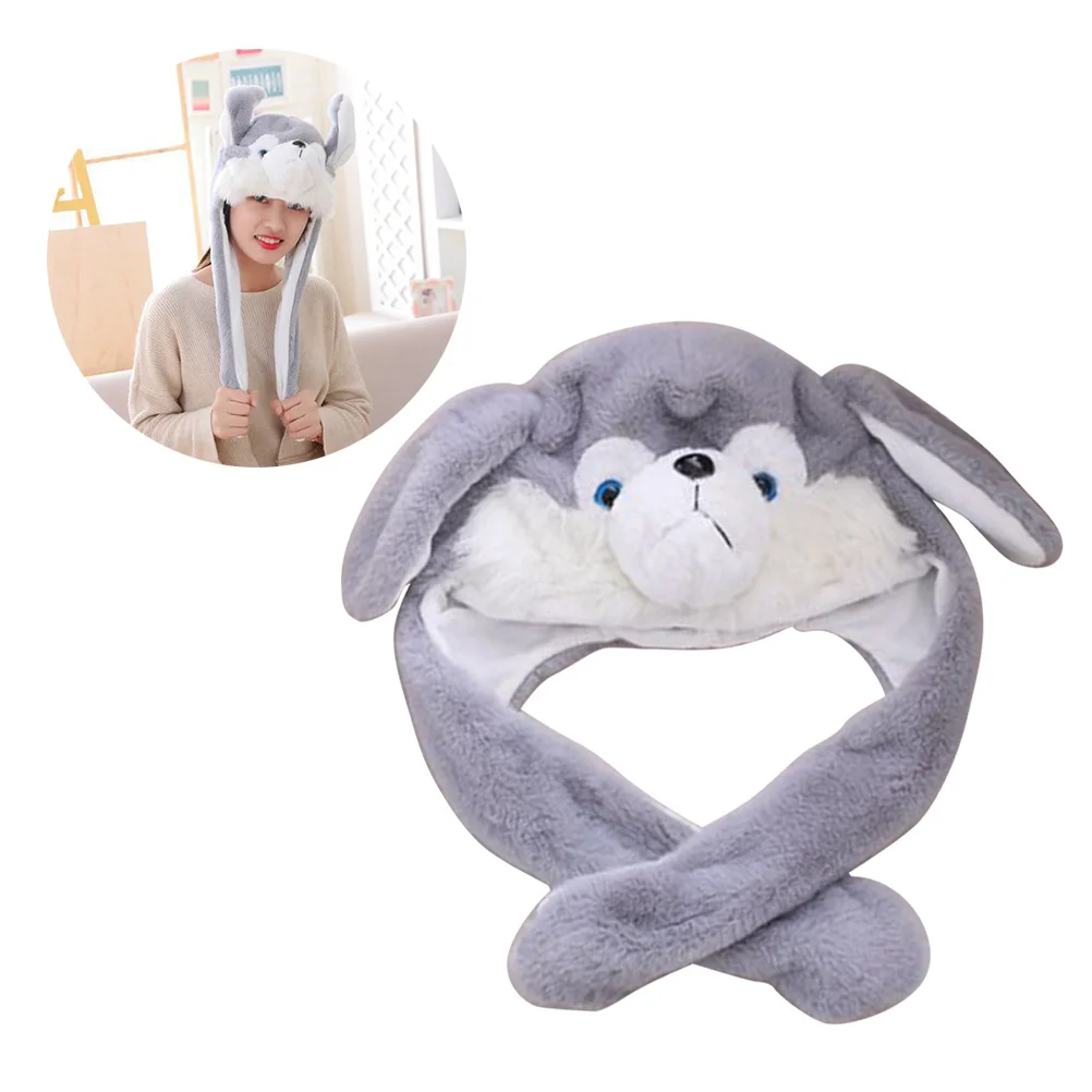 Chapeau d'oreille de chien tête Husky pour enfants et adultes, Costume d'animal drôle, chapeau à oreilles mobiles pour fêtes, cadeaux de Cosplay