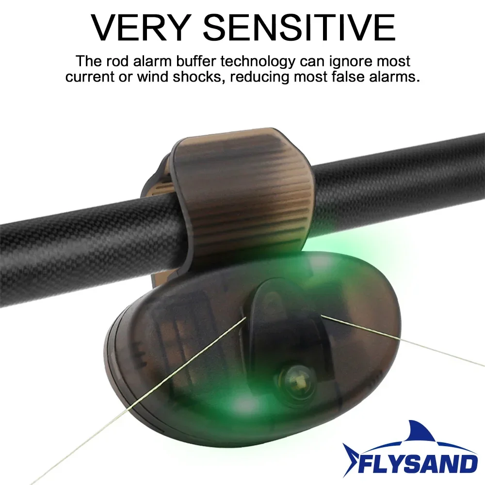FLYSAND Fishing Fish Bite Alarm Electronic Buzzer Fishing Rod Loud Siren Daytime Night LED Indicator With Battery