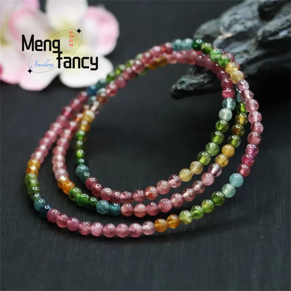 Natural Tourmaline Exquisite Elegant Simple High-grade Bracelet Rainbow Brazilian Crystal Gemstone Popular Fashion Fine Jewelry