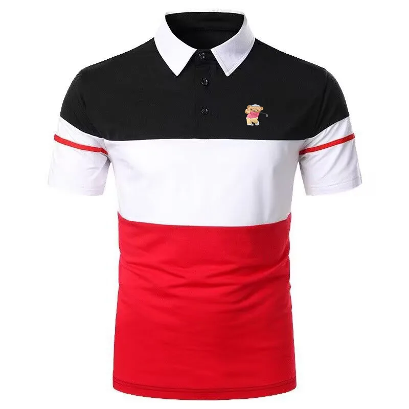 2024 Golf Summer New Patchwork Printed Men's Polo Shirt Fashion Casual Business Polo Neck Comfortable Short sleeved T-shirt