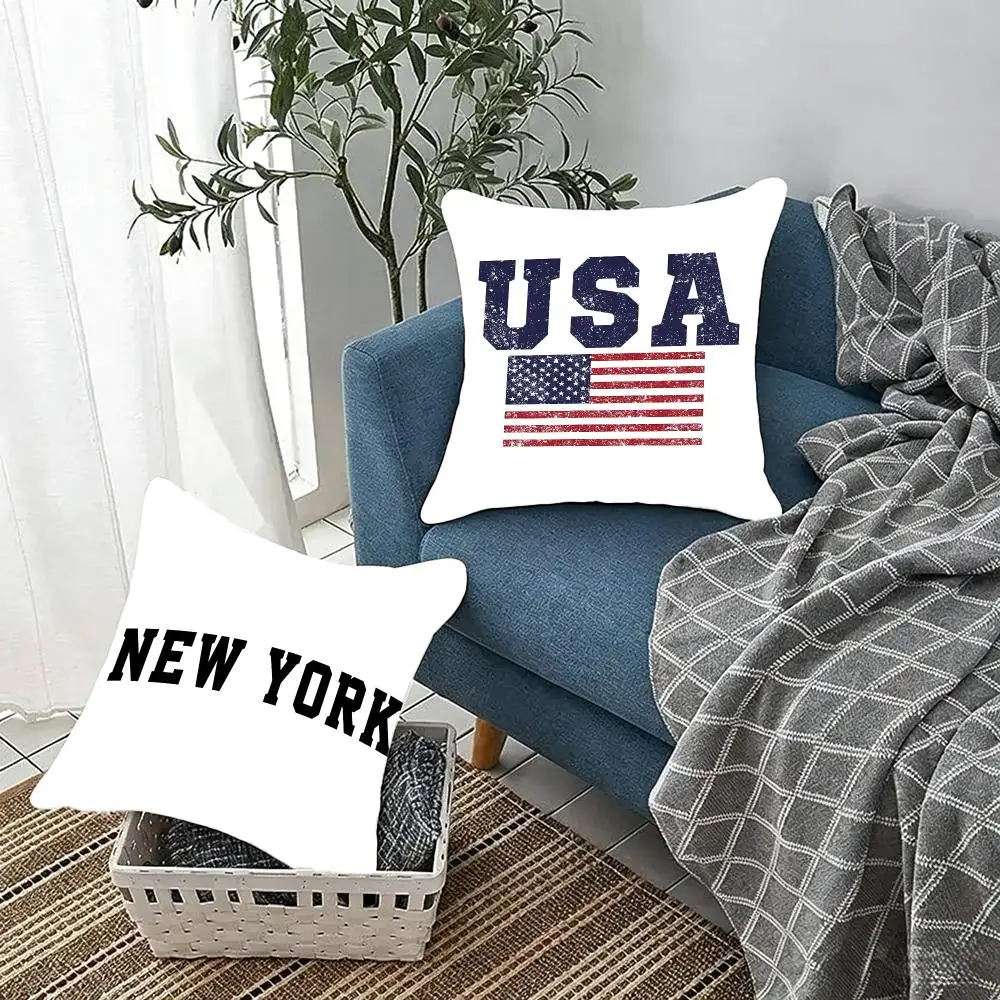 City Location New York Cushion Cover Fluffy velvet Nordic style plush Living room sofa decorative