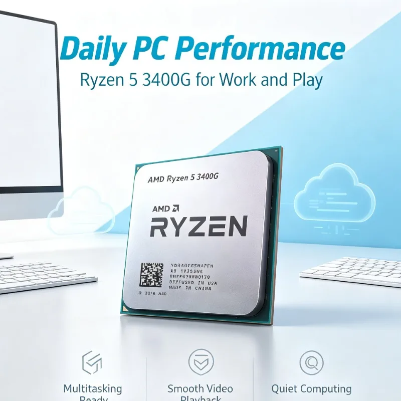 AMD Ryzen 5 3400G 3.7GHz 65W Quad-Core 8-Thread APU with Vega 11 Graphics Socket AM4 CPU No Fan